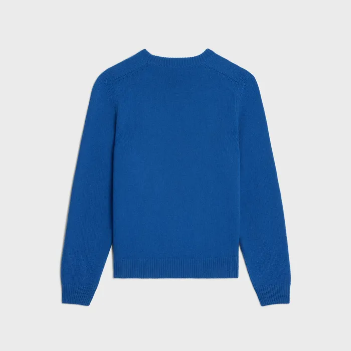 Celine Knitwear And Sweatshirts Triomphe Crew Neck Sweater In Cashmere Wool 8211 Royal Blue 8211 Men