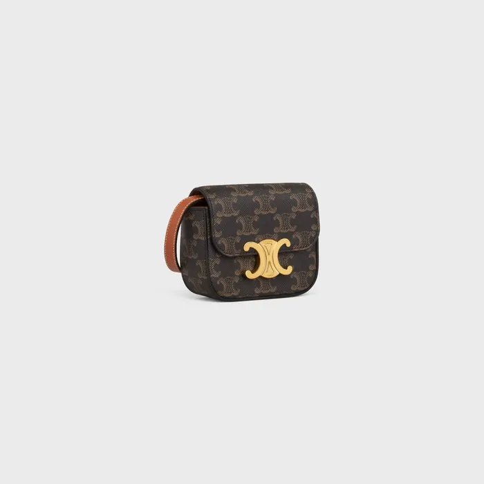 Celine Mini Bags MINI CLAUDE In TRIOMPHE CANVAS And Calfskin 8211 Tan 8211 Women Celine Mini Bags MINI CLAUDE In TRIOMPHE CANVAS And Calfskin 8211 Tan 8211 Women