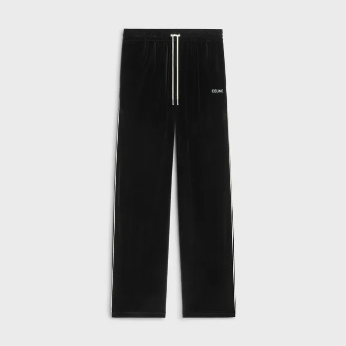 Celine Pants And Shorts Celine Straight Track Pants In Velvet Jersey 8211 Black White 8211 Men Celine Pants And Shorts Celine Straight Track Pants In Velvet Jersey 8211 Black White 8211 Men