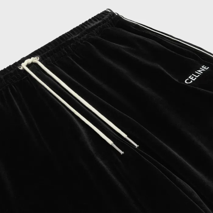 Celine Pants And Shorts Celine Straight Track Pants In Velvet Jersey 8211 Black White 8211 Men