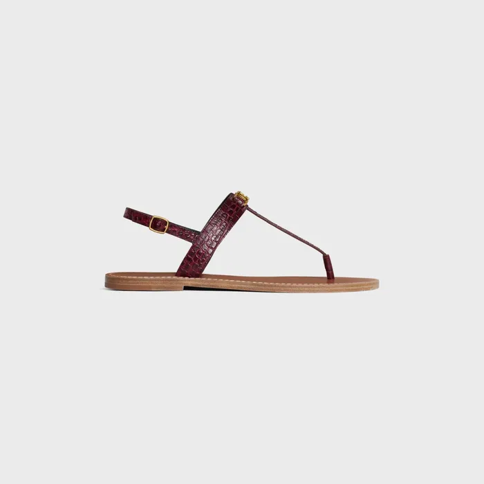 Celine Sandals Celine Triomphe Thong In CROCODILE STAMPED CALFSKIN 8211 Dark Burgundy 8211 Women Celine Sandals Celine Triomphe Thong In CROCODILE STAMPED CALFSKIN 8211 Dark Burgundy 8211 Women