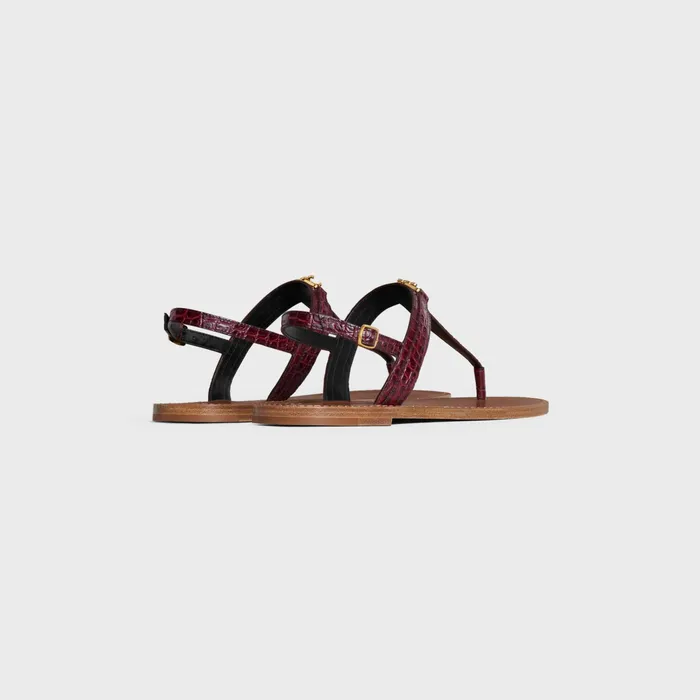 Celine Sandals Celine Triomphe Thong In CROCODILE STAMPED CALFSKIN 8211 Dark Burgundy 8211 Women