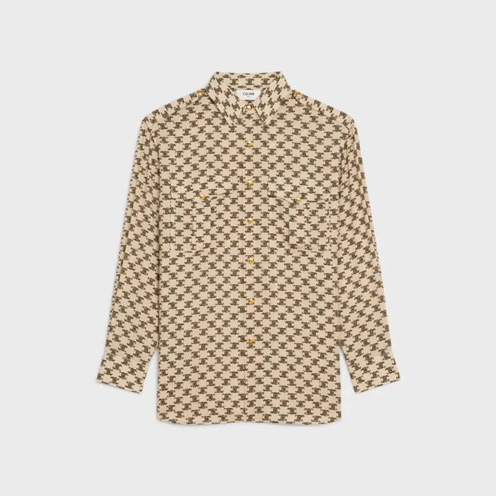 Celine Shirts And Tops REPORTER SHIRT IN CREPE DE CHINE 8211 DesertCaramel 8211 Women