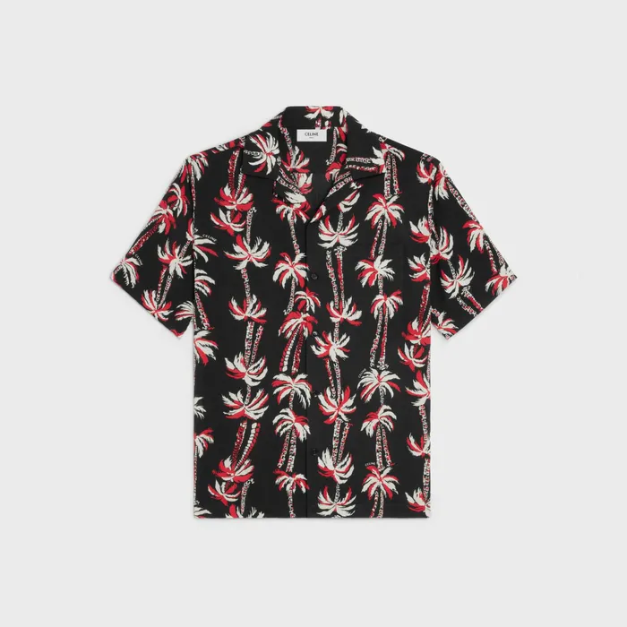 Celine Shirts Hawaiian Shirt In Printed Viscose 8211 NoirEcruRouge 8211 Men