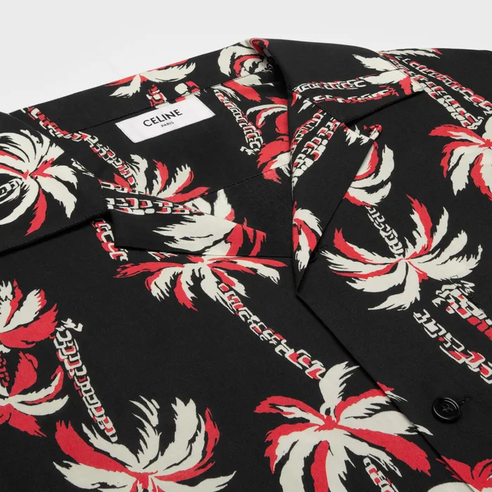 Celine Shirts Hawaiian Shirt In Printed Viscose 8211 NoirEcruRouge 8211 Men
