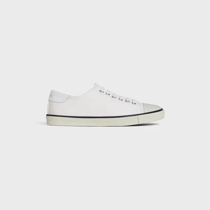 Celine Sneakers Celine Blank Low Lace Up Sneaker With Toe Cap In Canvas And Calfskin 8211 Off White 8211 Women Celine Sneakers Celine Blank Low Lace Up Sneaker With Toe Cap In Canvas And Calfskin 8211 Off White 8211 Women