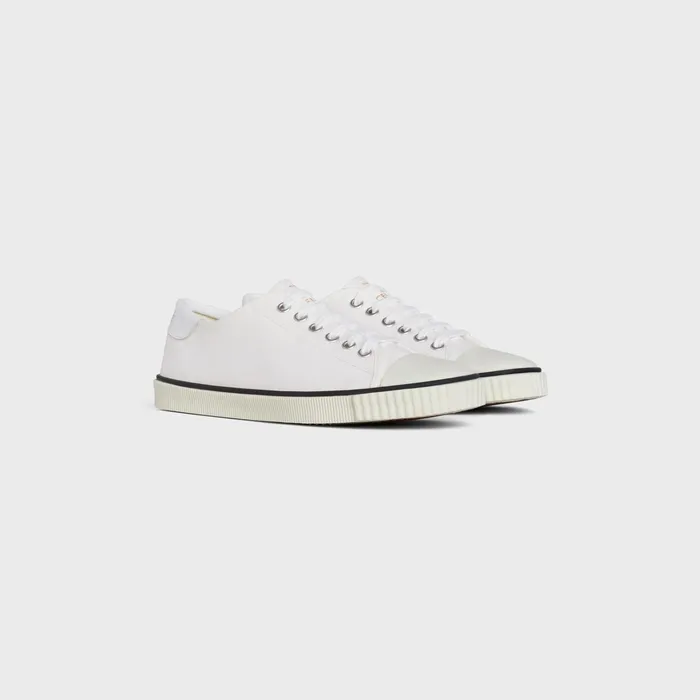 Celine Sneakers Celine Blank Low Lace Up Sneaker With Toe Cap In Canvas And Calfskin 8211 Off White 8211 Women