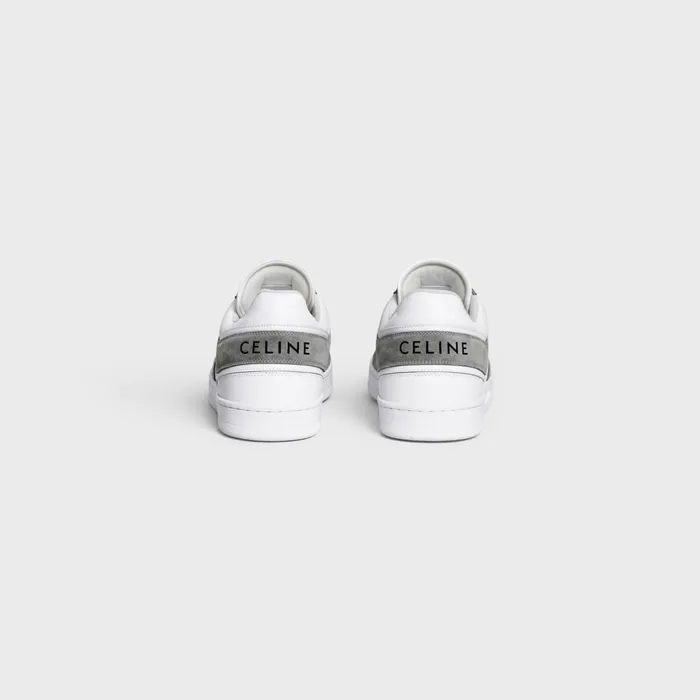 Celine Sneakers CELINE TRAINER LOW LACEUP SNEAKER In SUEDE CALFSKIN AND CALFSKIN 8211 GreyOptic White 8211 Men