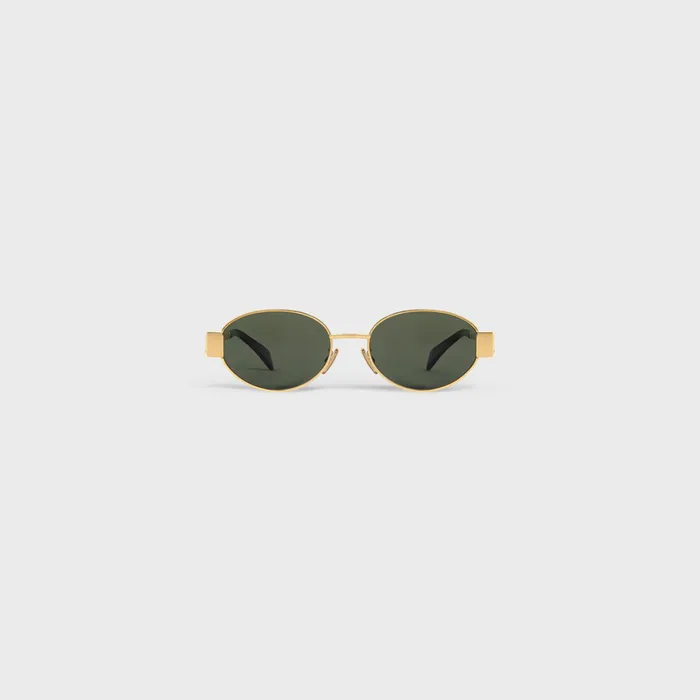 Celine Sunglasses Triomphe Metal 01 Sunglasses In Metal 8211 Gold Green 8211 Women