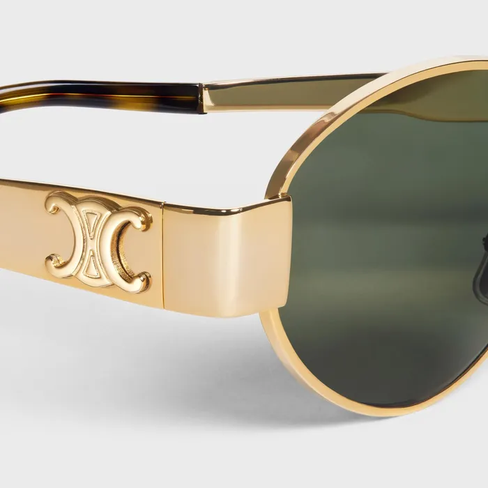 Celine Sunglasses Triomphe Metal 01 Sunglasses In Metal 8211 Gold Green 8211 Women