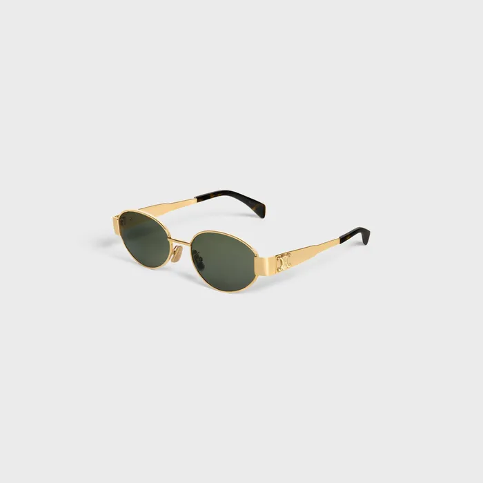 Celine Sunglasses Triomphe Metal 01 Sunglasses In Metal 8211 Gold Green 8211 Women