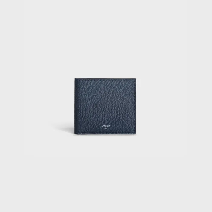 Celine Wallets Bifold Wallet In Grained Calfskin 8211 Navy Blue 8211 Men