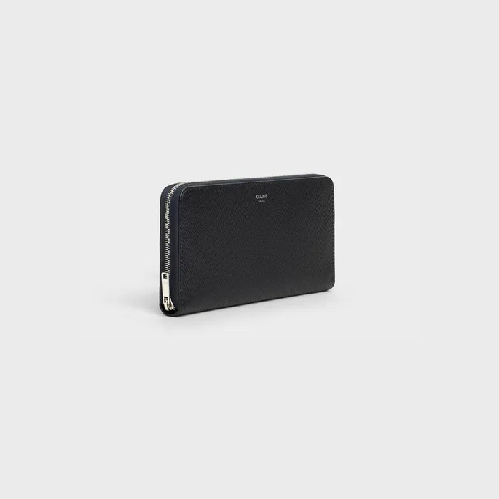 Celine Wallets Large Zipped Wallet In Grained Calfskin 8211 Black 8211 Men