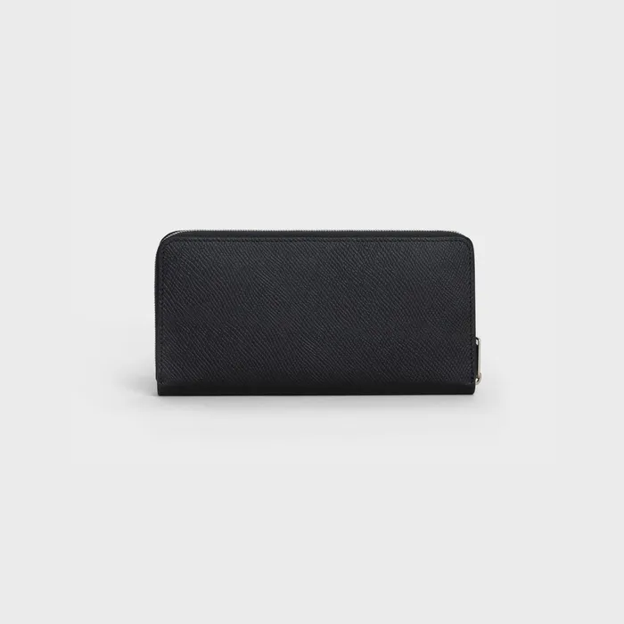 Celine Wallets Large Zipped Wallet In Grained Calfskin 8211 Black 8211 Men