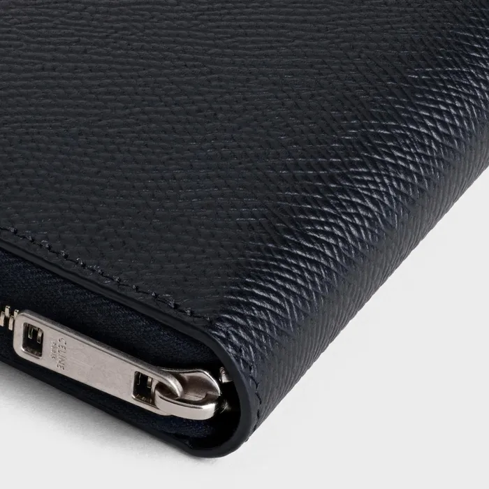 Celine Wallets Large Zipped Wallet In Grained Calfskin 8211 Black 8211 Men