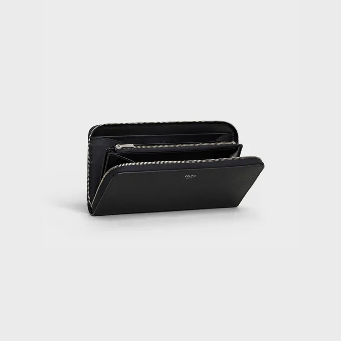 Celine Wallets Large Zipped Wallet In Grained Calfskin 8211 Black 8211 Men