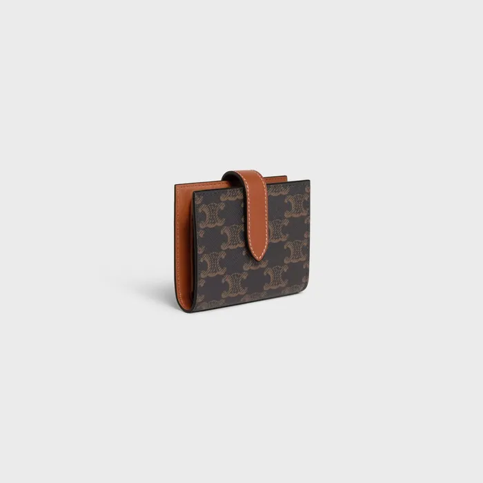Celine Wallets Small Strap Wallet In Triomphe Canvas And Lambskin 8211 Tan 8211 Women Celine Wallets Small Strap Wallet In Triomphe Canvas And Lambskin 8211 Tan 8211 Women