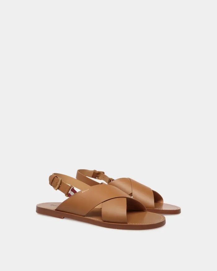 Chateau Sandal In Brown Leather Men Bally Sandals and Slides