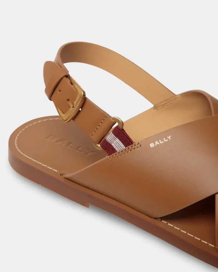 Chateau Sandal In Brown Leather Men Bally Sandals and Slides
