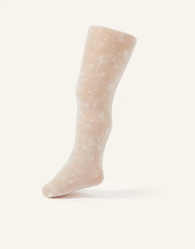Children Baby Butterfly Lace Tights Ivory Monsoon Partywear
