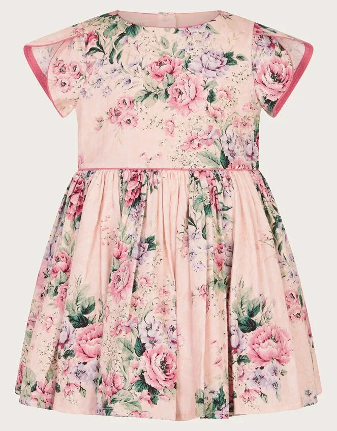 Children Baby Jacquard Rose Dress Pink Monsoon Dresses