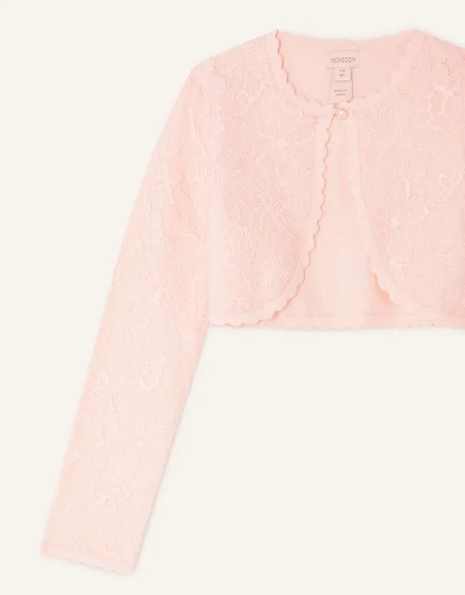 Children Lace Cardigan Pink Monsoon Partywear