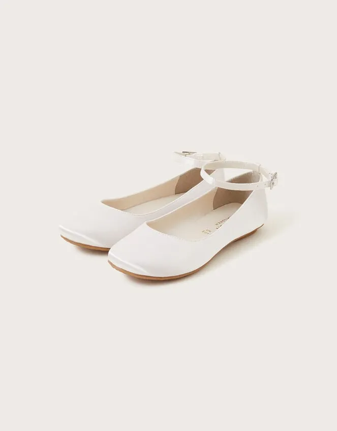 Children Satin Ballerina Flats Ivory Monsoon Partywear