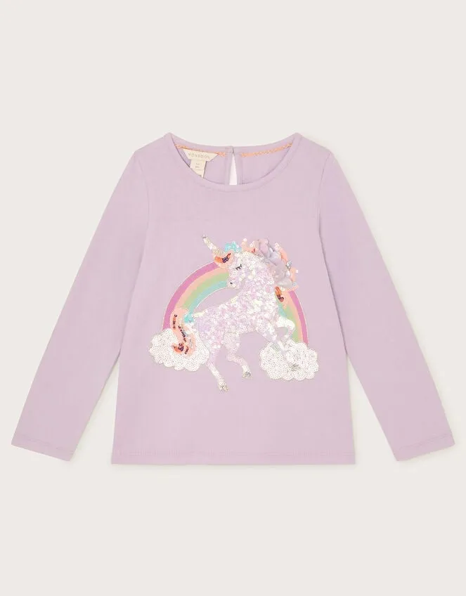 Children Unicorn Rainbow Long Sleeve TShirt Purple Monsoon Tops and TShirts