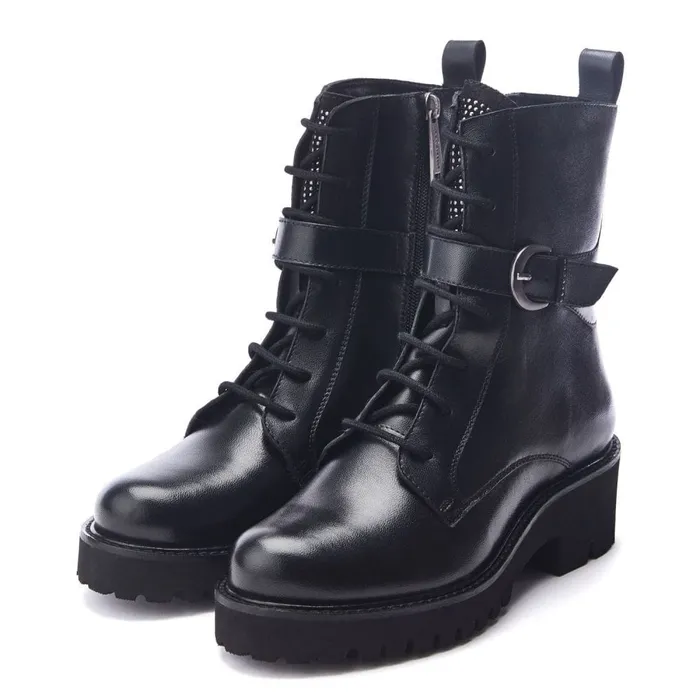 Chunky Boots Women Moda In Pelle Oberon Black Leather