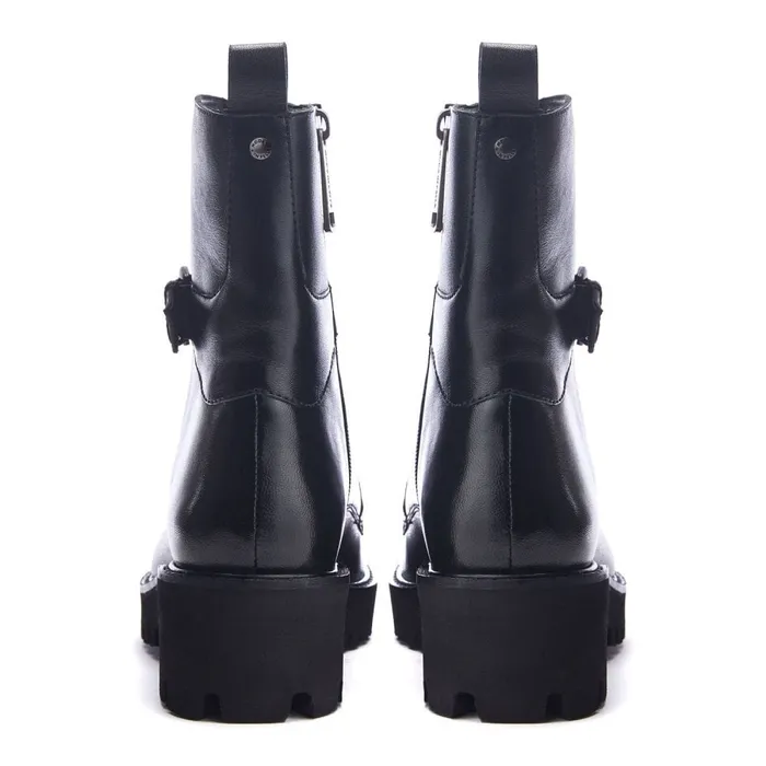 Chunky Boots Women Moda In Pelle Oberon Black Leather