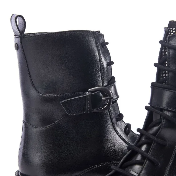 Chunky Boots Women Moda In Pelle Oberon Black Leather