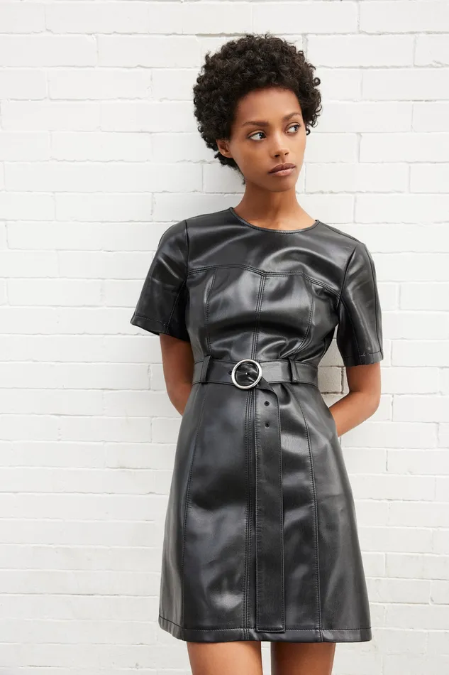 Cinq Sept Vegan Leather Siv Dress Black Women Dresses