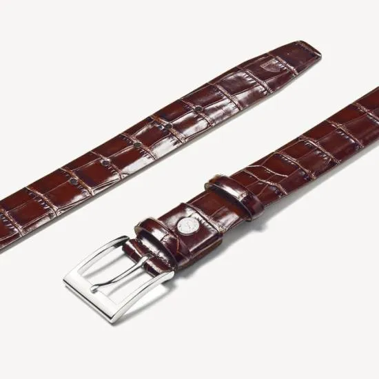 Classic Men039s Belt Deep Shine Amazon Brown Croc Men Aspinal Of London Belts