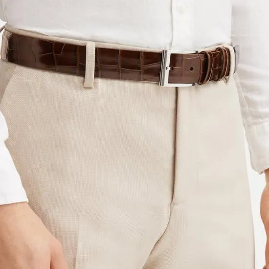 Classic Men039s Belt Deep Shine Amazon Brown Croc Men Aspinal Of London Belts