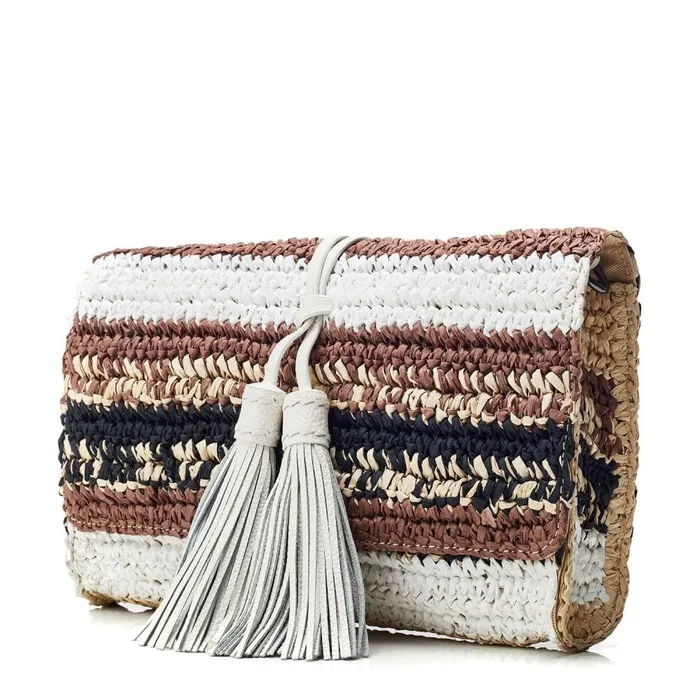 Clutch Bags Women Moda In Pelle Elba Clutch Black Raffia