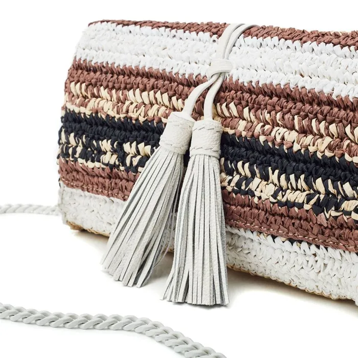 Clutch Bags Women Moda In Pelle Elba Clutch Black Raffia