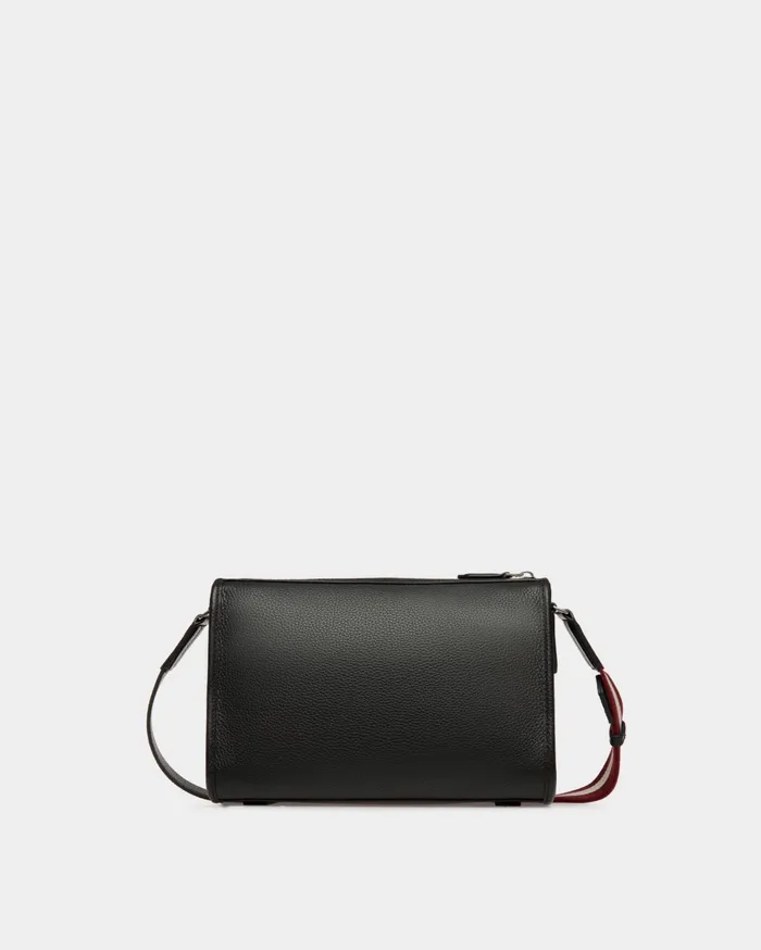 Code Small Messenger Bag In Black Grained Leather Men Bally Messenger Bags