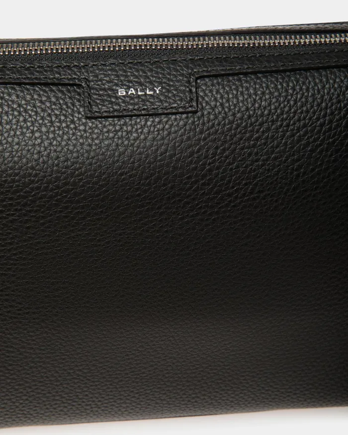 Code Small Messenger Bag In Black Grained Leather Men Bally Messenger Bags