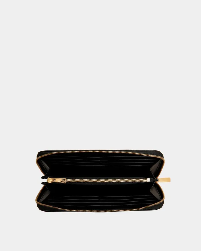 Code Zip Around Wallet In Black Leather Women Bally Wallets and Card Holders