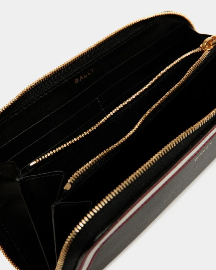 Code Zip Around Wallet In Black Leather Women Bally Wallets and Card Holders