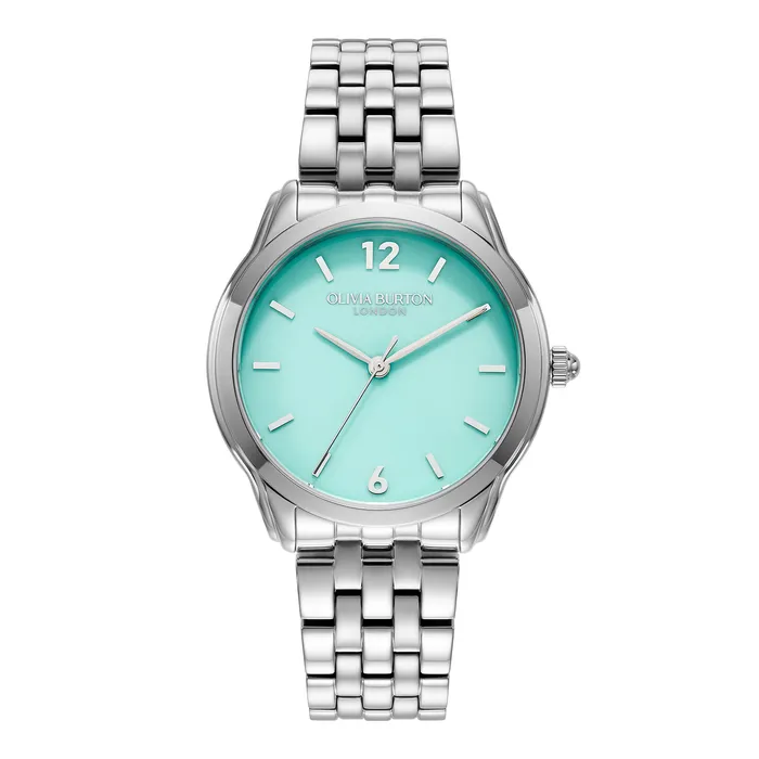 Color Dial Watches Women Olivia Burton 36mm Starlight Color Turquoise and Silver Bracelet Watch Color Dial Watches Women Olivia Burton 36mm Starlight Color Turquoise and Silver Bracelet Watch