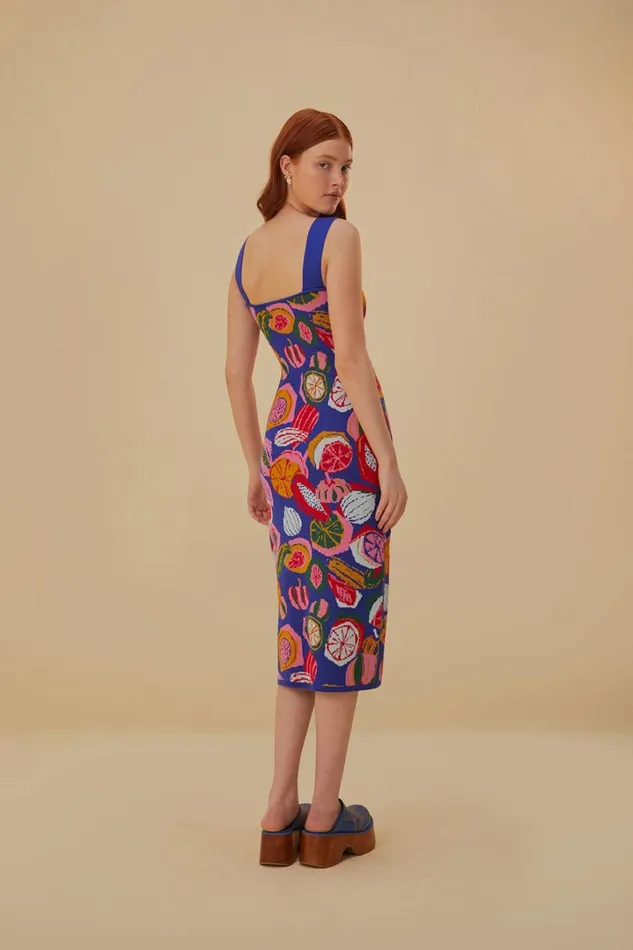 Colorful Salad Knit Dress Women FARM Rio Midi Dresses