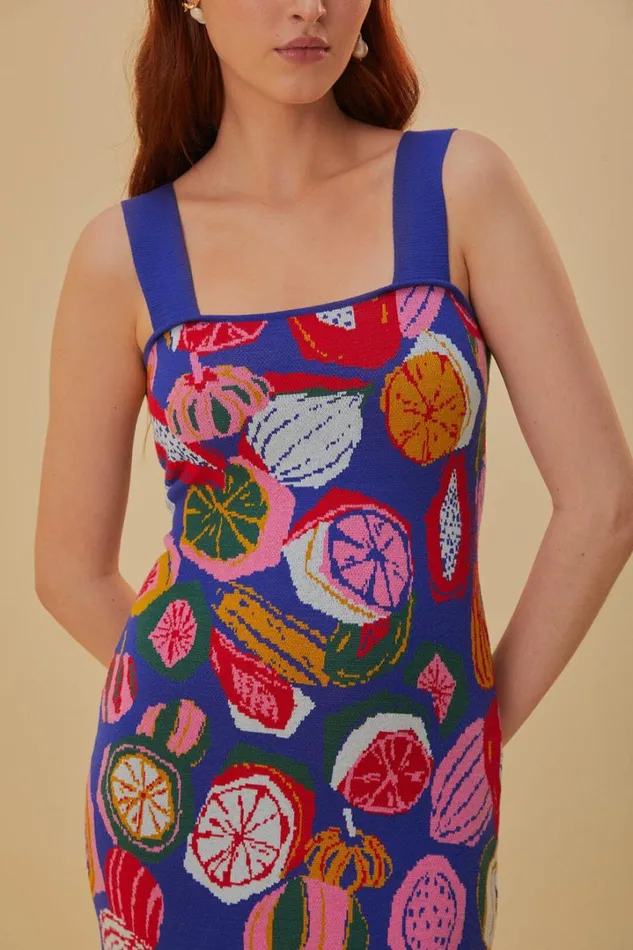 Colorful Salad Knit Dress Women FARM Rio Midi Dresses