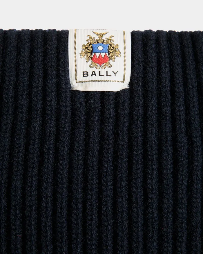 Crewneck Sweater In Navy Blue Wool Men Bally Knitwear