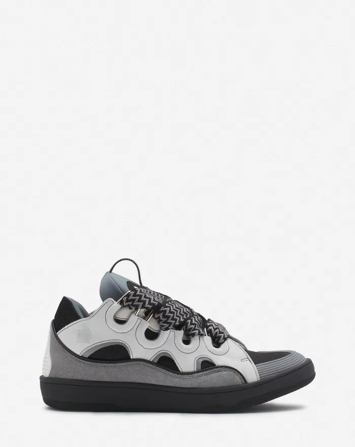 Curb Men LANVIN Leather Curb Sneakers Whiteanthracite