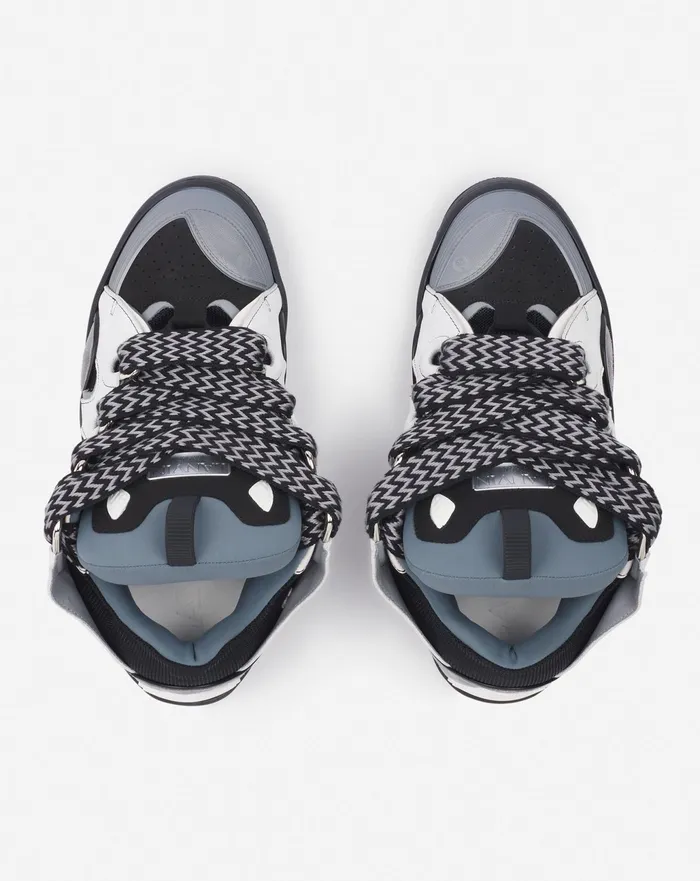 Curb Men LANVIN Leather Curb Sneakers Whiteanthracite