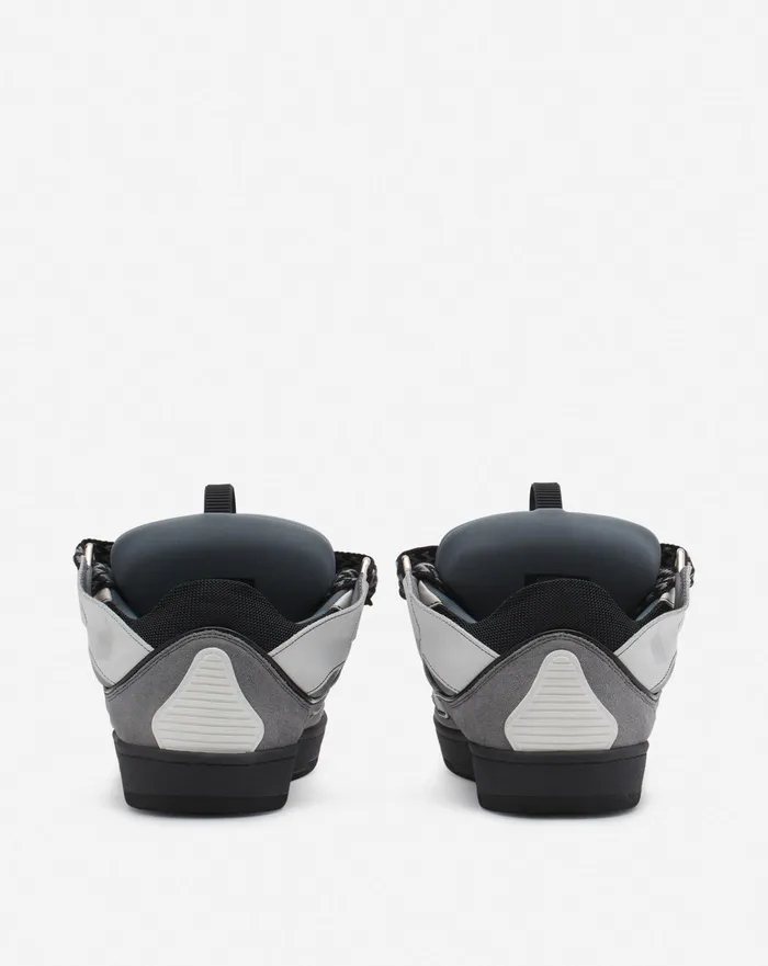 Curb Men LANVIN Leather Curb Sneakers Whiteanthracite