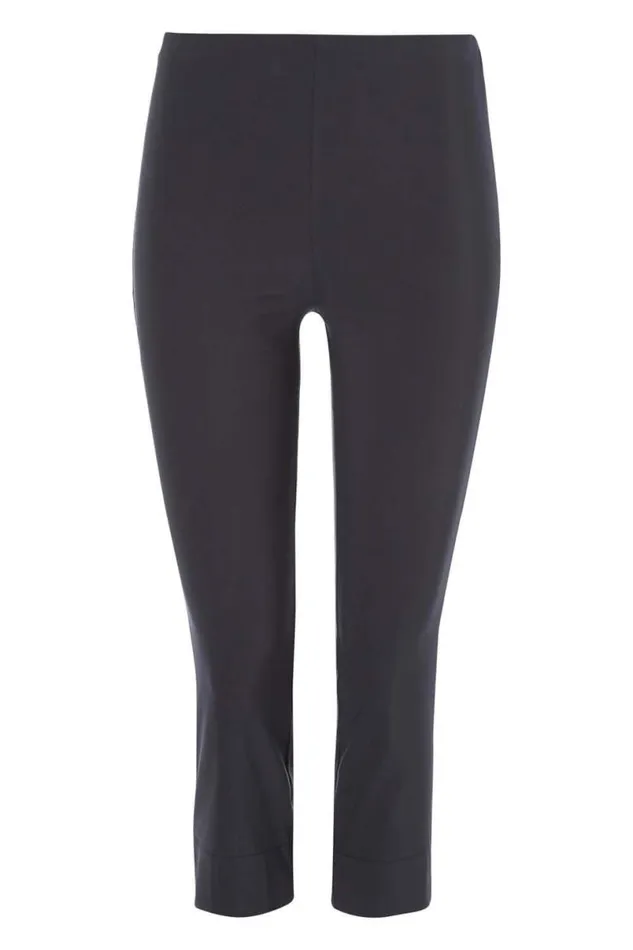 Dark Grey Elastic Waist Stretch Cropped Trousers Women Roman Coords