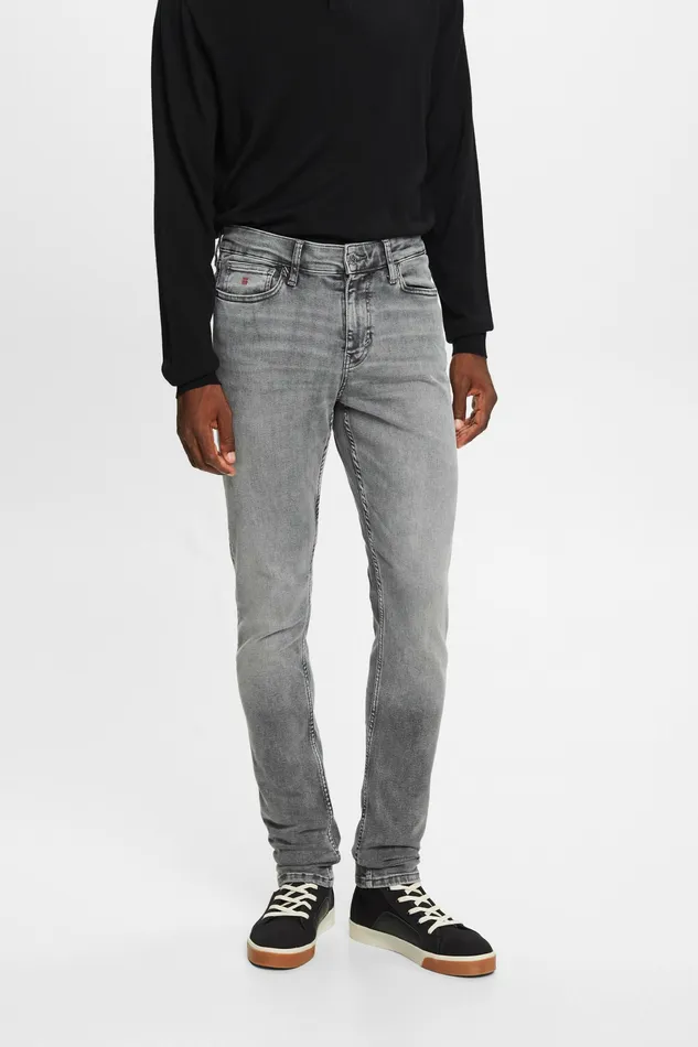 Denim Men Esprit MidRise Skinny Jeans Grey Light Washed