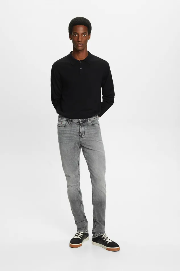 Denim Men Esprit MidRise Skinny Jeans Grey Light Washed